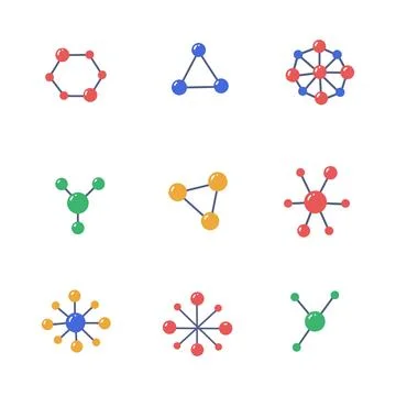 Molecule icon hand drawn style. collection of isolated illustrations Stock Illustration