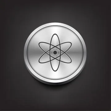 Molecule icon on silver button Stock Illustration