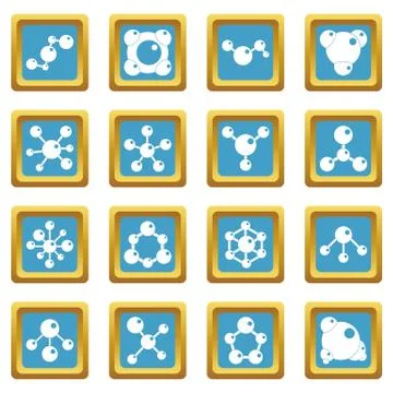 Molecule icons azure Stock Illustration