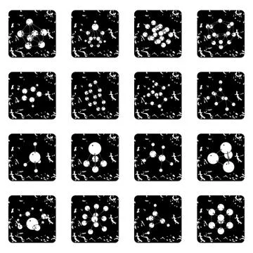 Molecule icons set grunge vector Stock Illustration