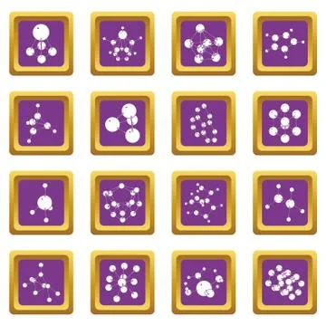 Molecule icons set purple square vector イラスト素材