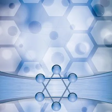 Molecule illustration blue background Stock Illustration