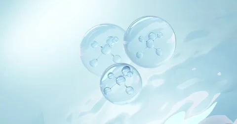 Molecule inside Liquid Bubble on water background. skin care cosmetics solution Stock Footage 270472054