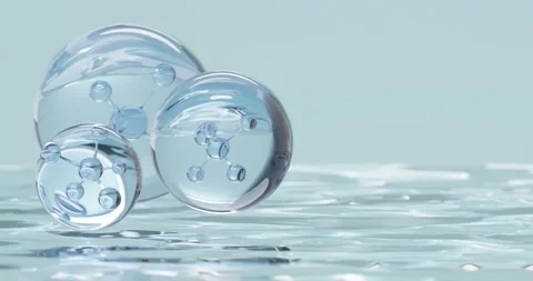 Molecule inside Liquid Bubble on water background. Stock Footage 270473067