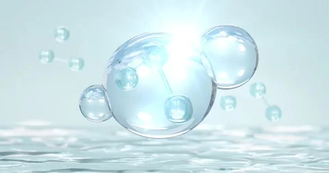 Molecule inside Liquid Bubble on water background. Stock Footage 270473165