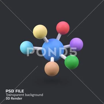 Molecule isolated 3d render icon illustration PSD Template