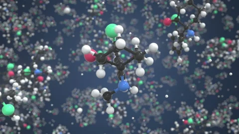 Molecule of Ketamine. Molecular model, looping seamless 3d animation Stock Footage 153057231