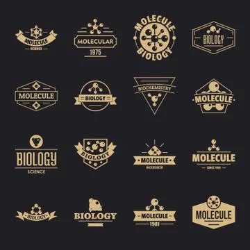 Molecule logo icons set, simple style イラスト素材