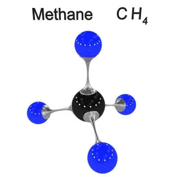 Molecule methane, 3D illustration Illustrazione stock