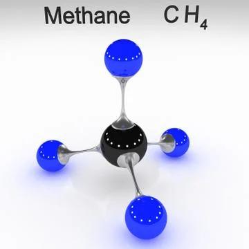 Molecule methane, 3D illustration 库存插图