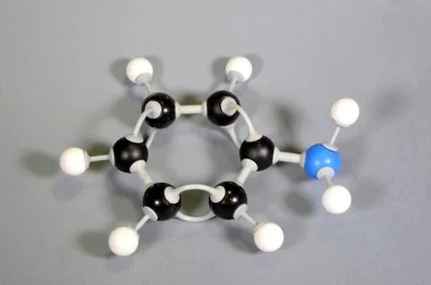 Molecule model of Aniline 스톡 사진