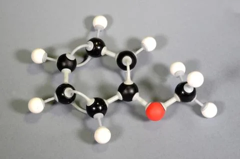 Molecule model of Anisole. 스톡 사진