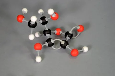 Molecule model of Ascorcic acid or Vitamin C.White is Hydrogen, black is Carb Stock Photos