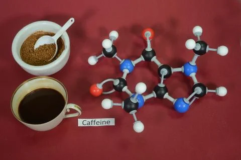 Molecule model of Caffein (Coffein). Stock Photos
