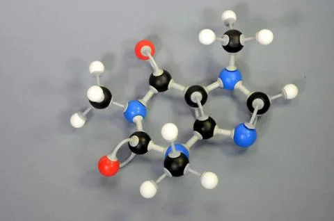Molecule model of Caffein. Stock Photos
