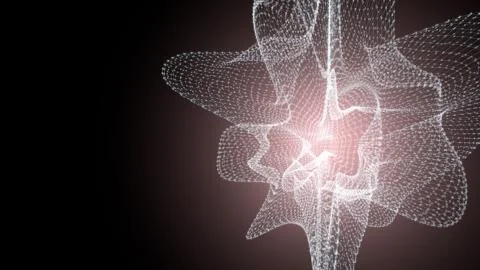 Molecule model with connected lines with dots on dark background. Medicine Stock Illustration