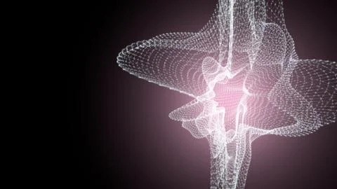 Molecule model with connected lines with dots on dark background. Medicine Stock Illustration