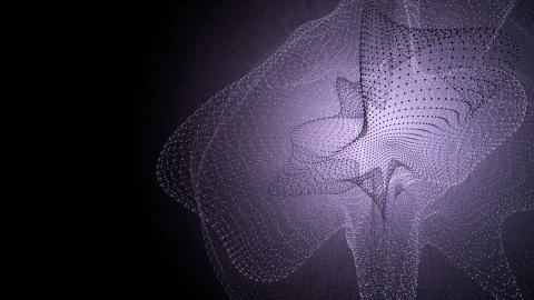 Molecule model with connected lines with dots on dark background. Medicine Illustrazione stock