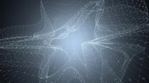 Molecule model with connected lines with dots on dark background. Medicine, t Illustrazione stock