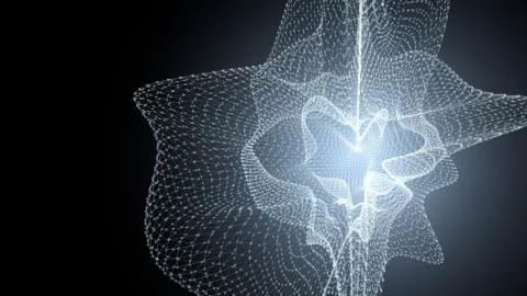 Molecule model with connected lines with dots on dark background. Medicine Stock Illustration