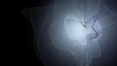 Molecule model with connected lines with dots on dark background. Medicine Stock Illustration