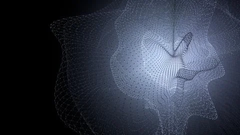 Molecule model with connected lines with dots on dark background. Medicine Illustrazione stock