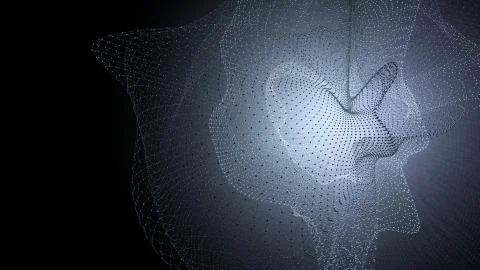 Molecule model with connected lines with dots on dark background. Medicine Stock Illustration