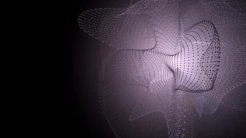 Molecule model with connected lines with dots on dark background. Medicine Stockillustratie
