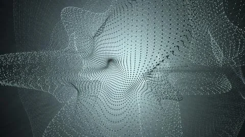 Molecule model with connected lines with dots on dark background. Medicine Stock Illustration