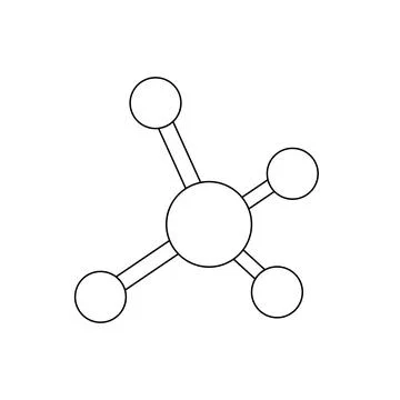 Molecule model outline icon isolated in white Stock Illustration