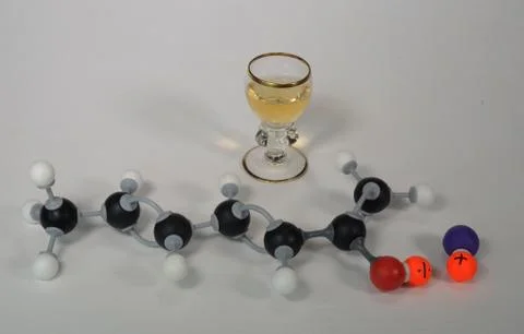 Molecule model of Potassiumsorbate (E202) Stock Photos