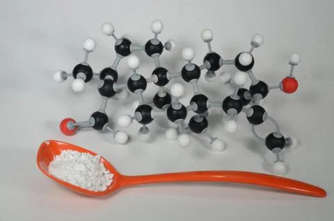 Molecule model of Stevia, the central element in a natural sweetener Stock Photos