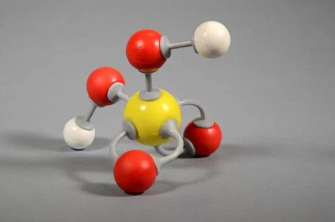 Molecule model of sulphic acid. Stock Photos