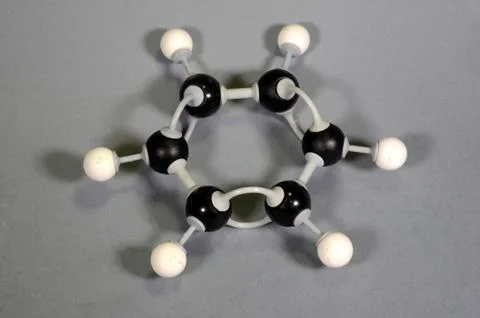 Molecule model of traditional benzene ring Stock Photos