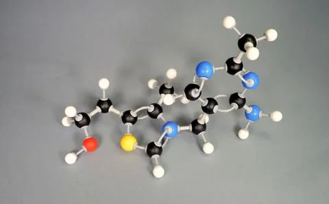 Molecule model of Vitamin B1. 写真素材