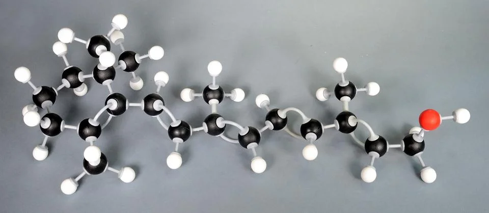 Molecule model of Vitamin A. Stock Photos