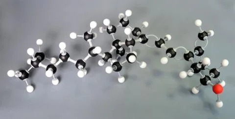 Molecule model of Vitamin A. Stock Photos