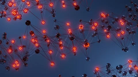 Molecule in Motion transparent Orange Video stock 235292326