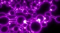Molecule neon ball and stick model fly through atoms chemistry biology, purple HD Footage