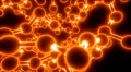Molecule neon ball and stick model fly through atoms chemistry biology, orange HD Footage
