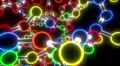 Molecule neon ball and stick model fly through atoms chemistry biology science HD Footage