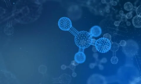 Molecule or atom structure, science background Illustrazione stock