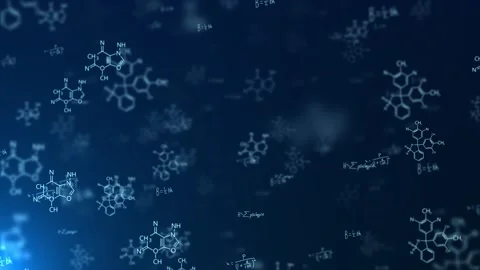Molecule or atom,Science or medical and chemistry formulas and equations fly Stock Footage 178385162