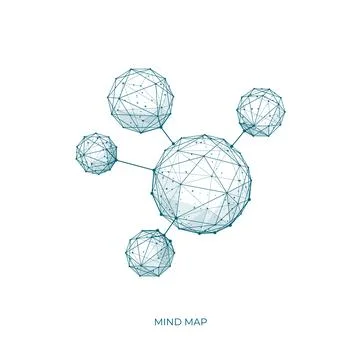 Molecule or Mind Map icon. Low poly wireframe Stock Illustration