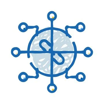 Molecule or network structure with atomic bonds sketch Stock Illustration