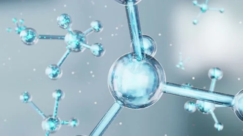Molecule or serum or atom, Serum Liquid Cream ,Collagen Clear Crystal, hydrogen, Stock Footage 166911153