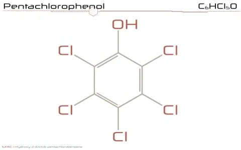 Molecule of Pentachlorophenol Stock Illustration