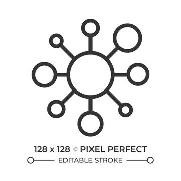 Molecule pixel perfect simple line icon Stock Illustration