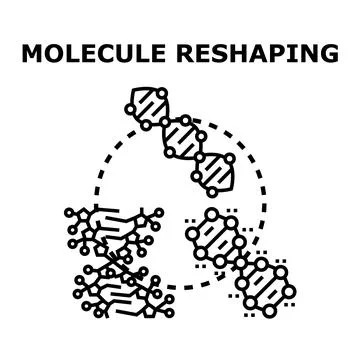 Molecule reshaping process in genetic engineering research Stock Illustration