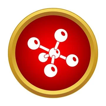 Molecule science and atom structure on red button 스톡 일러스트